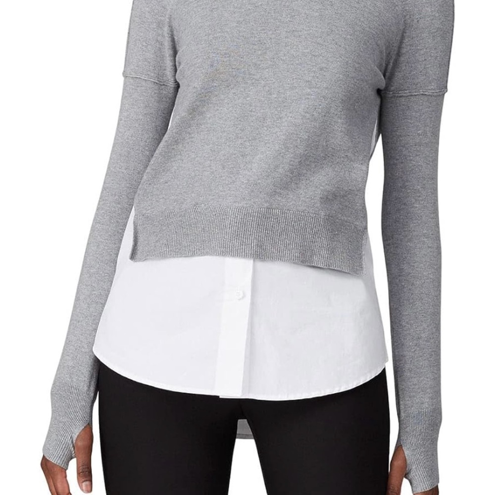 Chic Gray Sweater with White Layered Shirt Kaufman Franco